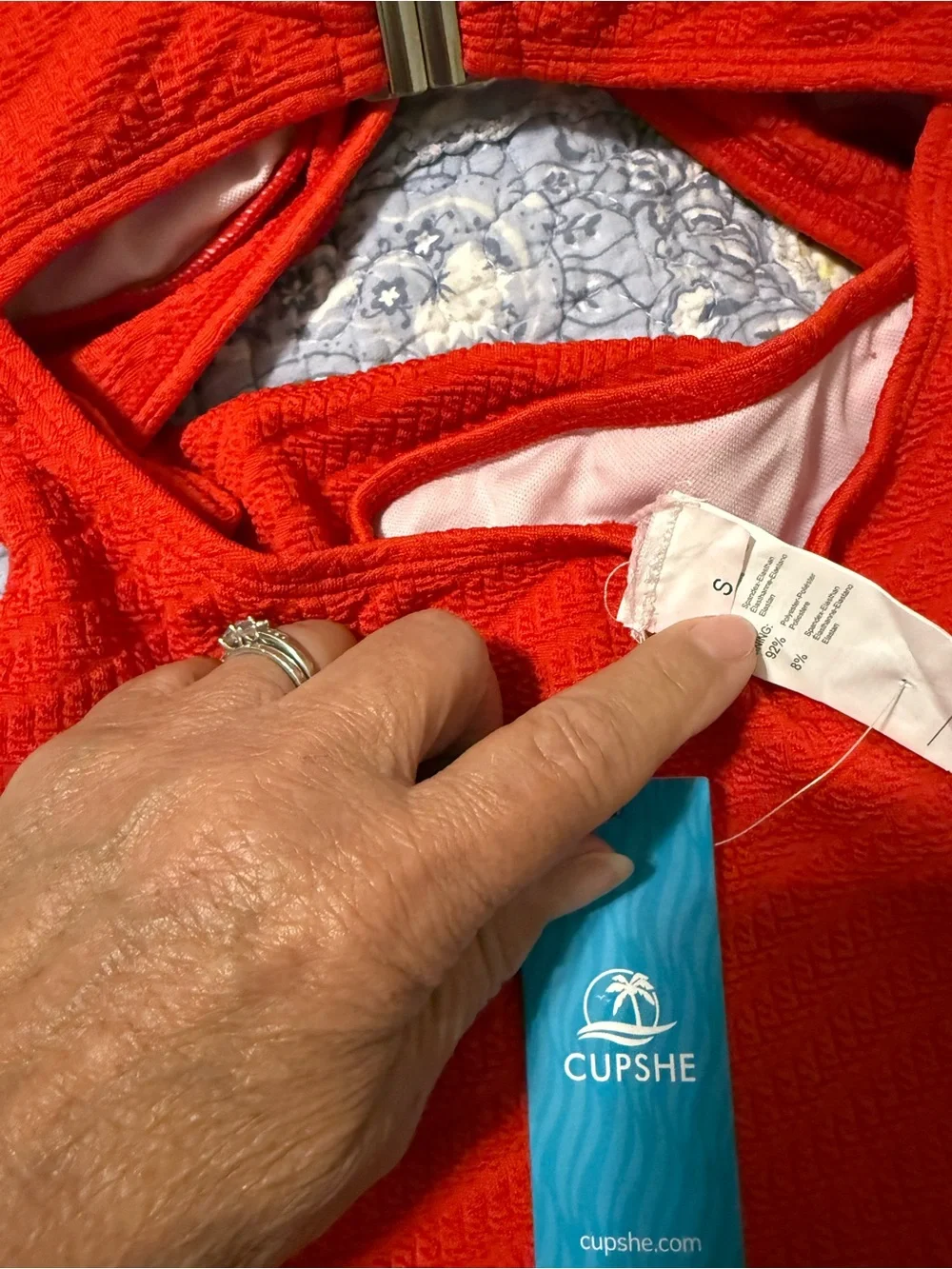 CUPSHE Women’s Red One-Piece Swimsuit with Ruffle Straps - size Small NWT